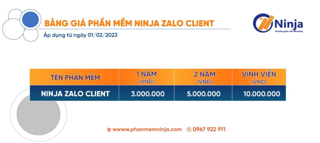 Báo giá phần mềm nInja Zalo Client