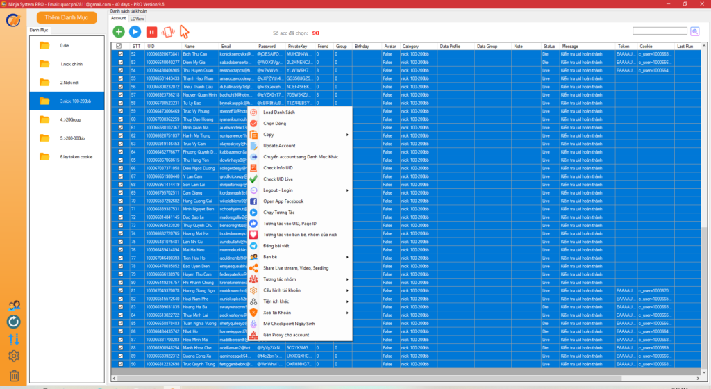Phần mềm tự động nuôi nick Facebook