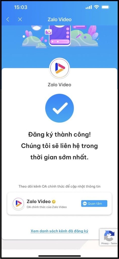 thông báo thành công